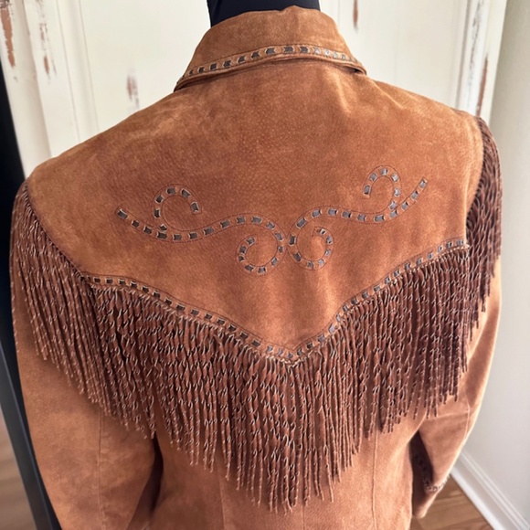 CRIPPLE CREEK Suede Fringe Jacket / Size 14 - Picture 2 of 9